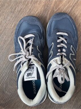 New Balance Navy with Cream Accent Athletic Sneakers